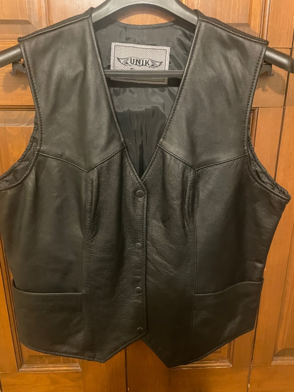 UNIK Black Leather Button Vest